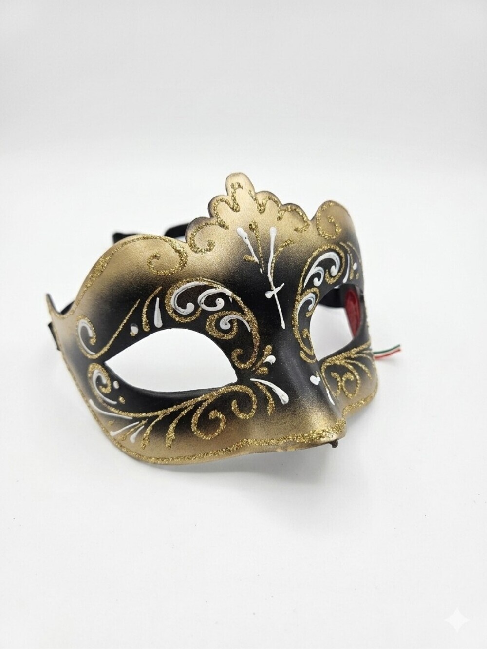 Authentic Venetian Masquerade Mask - Hand Painted in Italy - Black & Gold